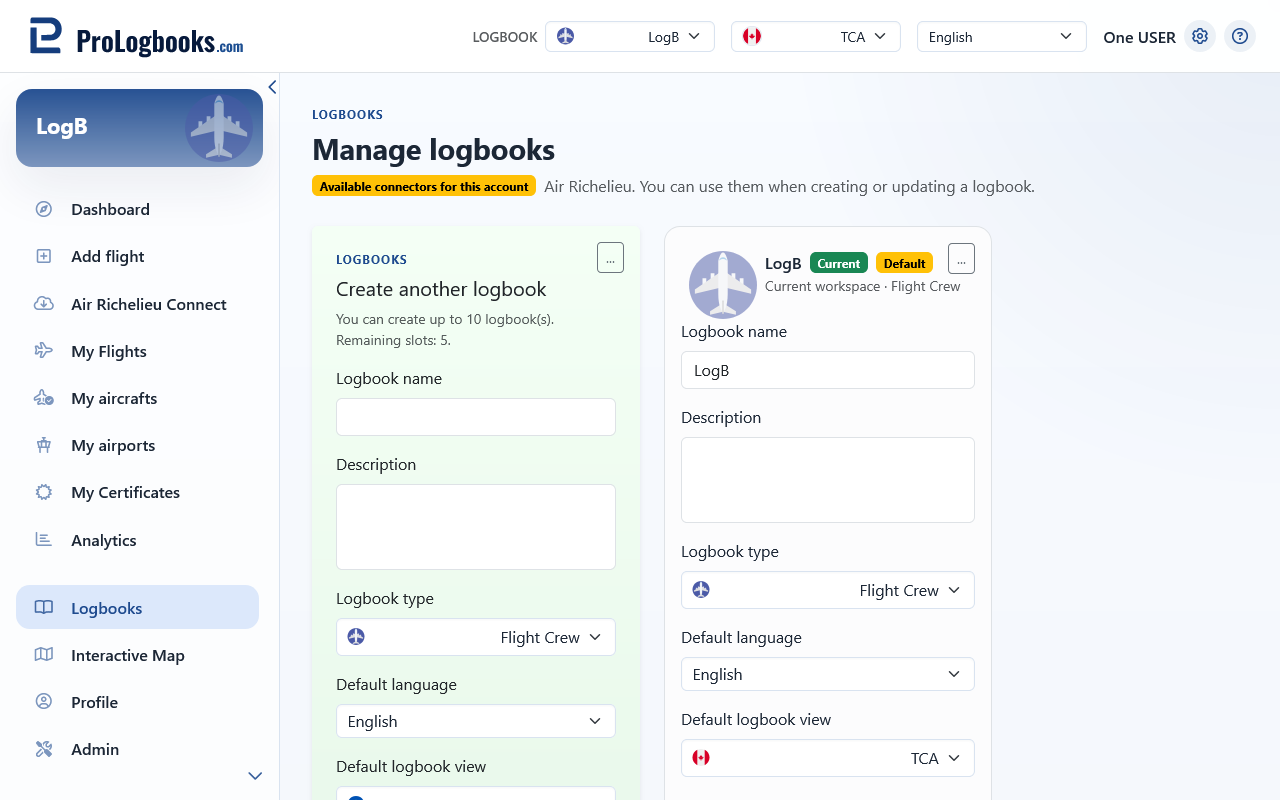 Create a logbook from the first card