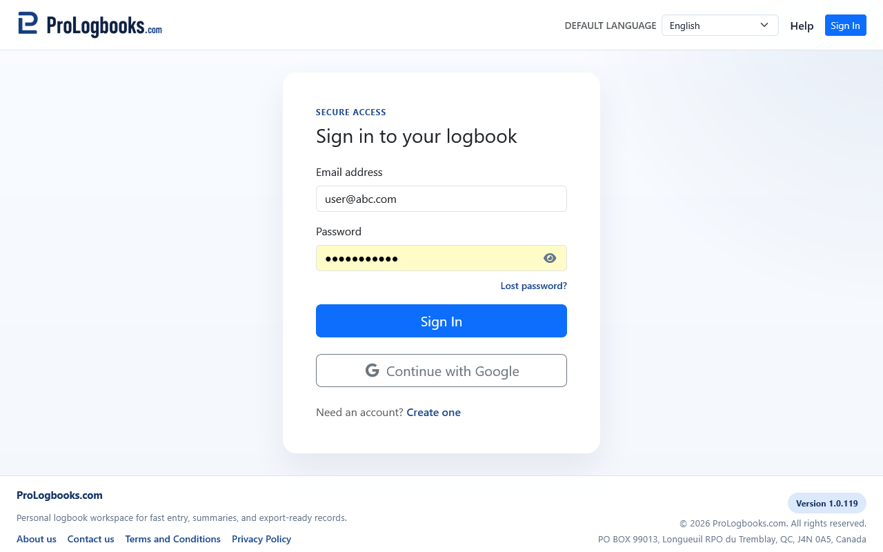 Enter your email address and password carefully